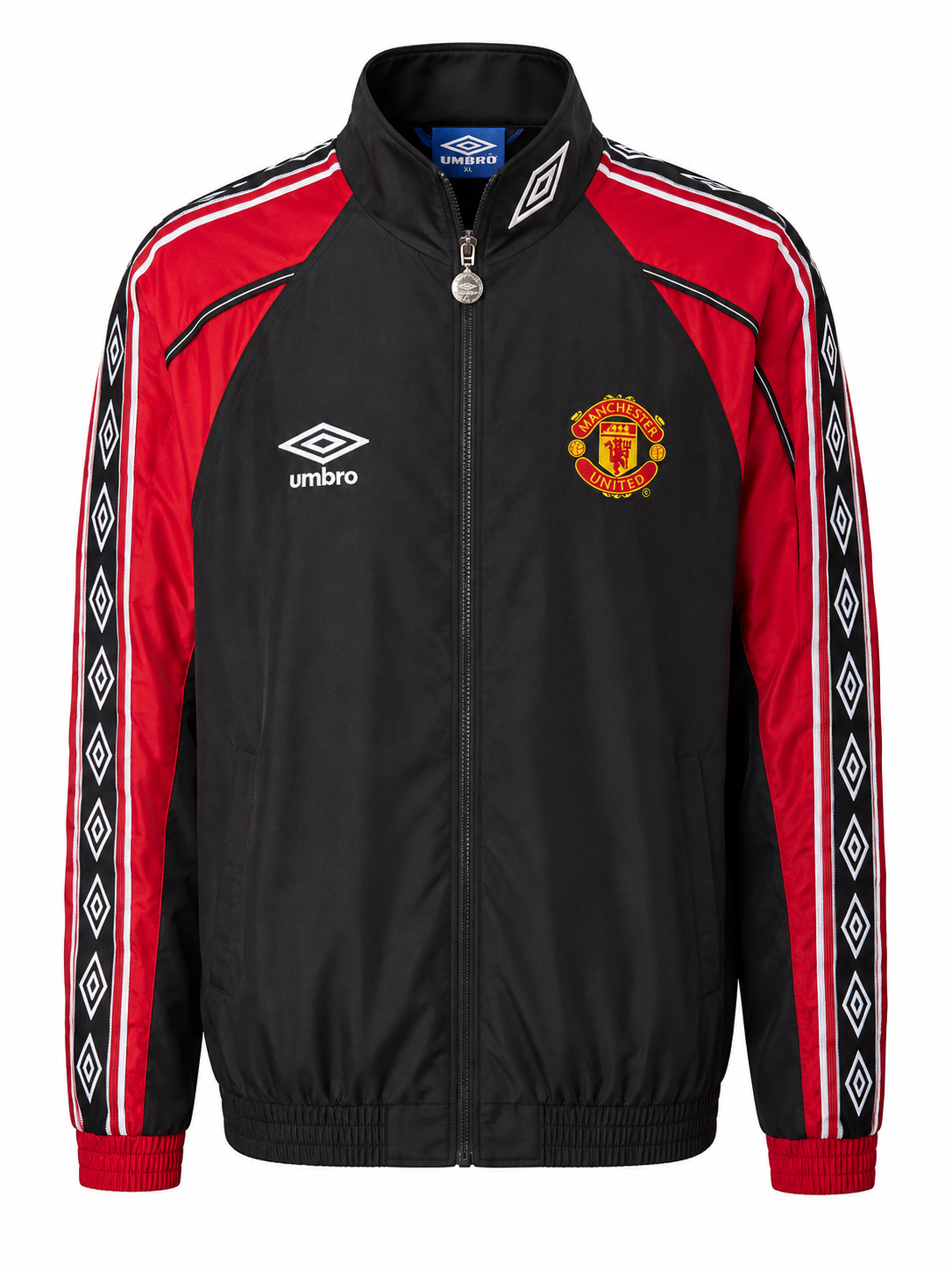 Manchester United Retro Umbro Track Jacket – Black & Red